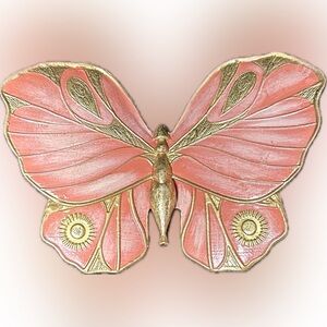 Pink And Gold Butterfly Wall Hanging Decor Figurine